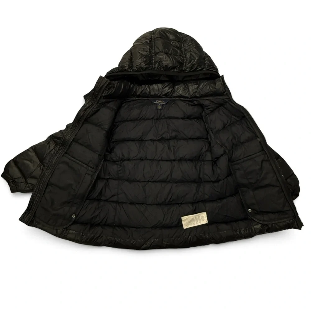 Polo Ralph Lauren Kids Black Down Quilted Puffer Jacket Hooded Size 6